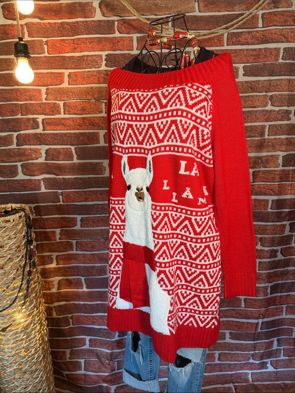 👚 Ugly - but cute - Lama Christmas Sweater — Sz L (12-14) / F - Picture 2 of 14